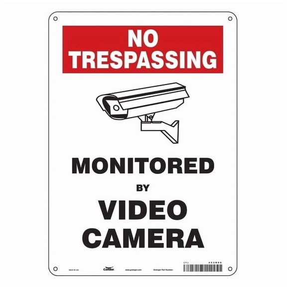 Security Sign, 14 in Height, 10 in Width, Aluminum, Vertical Rectangle, English 453N66