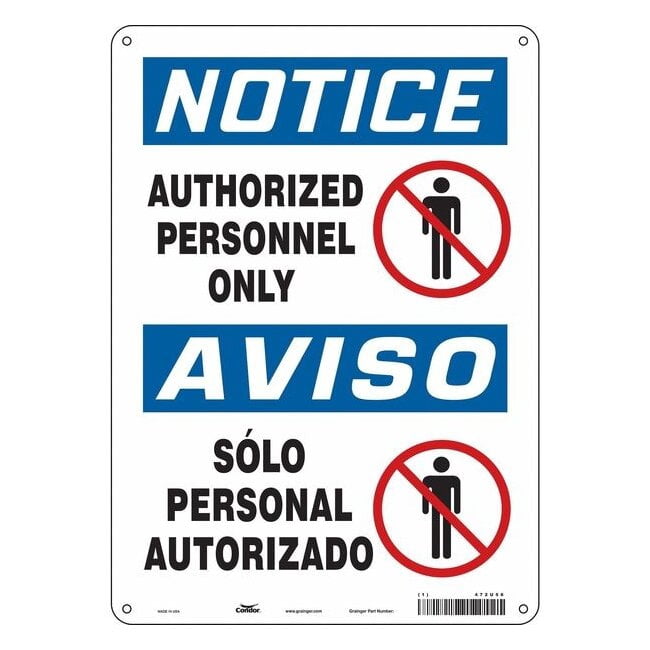 Condor Safety Sign,14 inx10 in,Aluminum 472U56 - Walmart.com