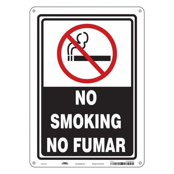 Safety Sign, 14 in H, 10" W, Vertical Rectangle, English, Spanish, 474D45