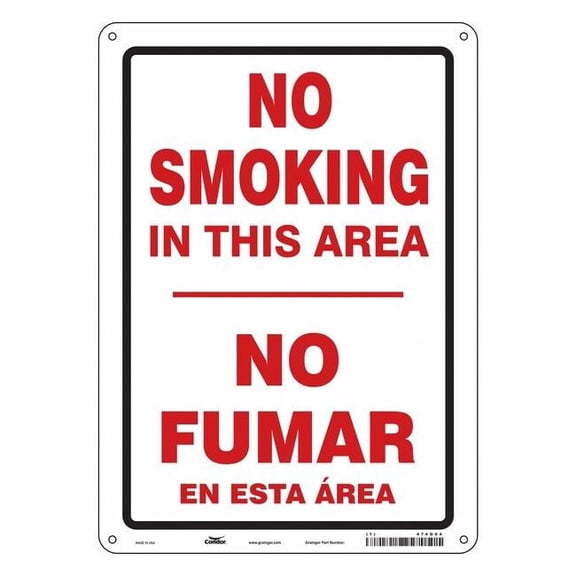 Safety Sign, 14 in H, 10" W, Vertical Rectangle, English, Spanish, 474G64