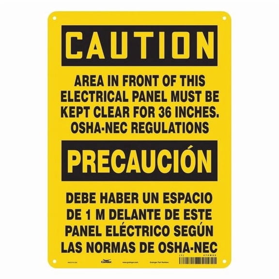 Safety Sign, 14 in Height, 10 in Width, Aluminum, Vertical Rectangle, English, Spanish, 475M95