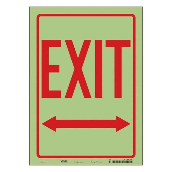 Condor Exit Sign, Vinyl, 10" W, 14" H, Exit, White 480M11