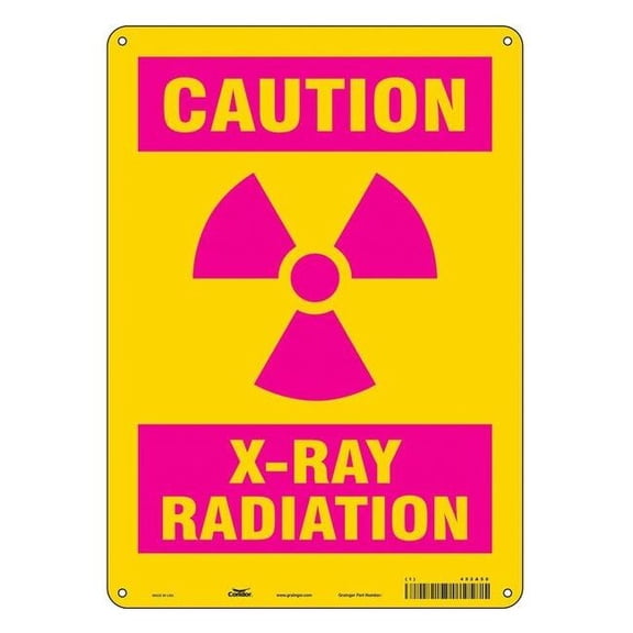Condor Radiation Sign, 14 in H, 10 in W, Vinyl, Vertical Rectangle,452A50 452A50