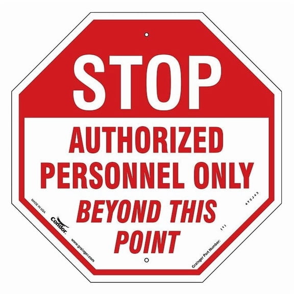 Condor Stop Sign, 18" W, 18" H, Aluminum, Red 472J43