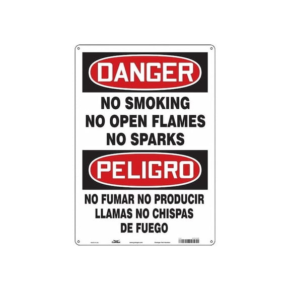 Safety Sign, 20 in H, 14 in W, Vertical Rectangle, English, Spanish, 474T48