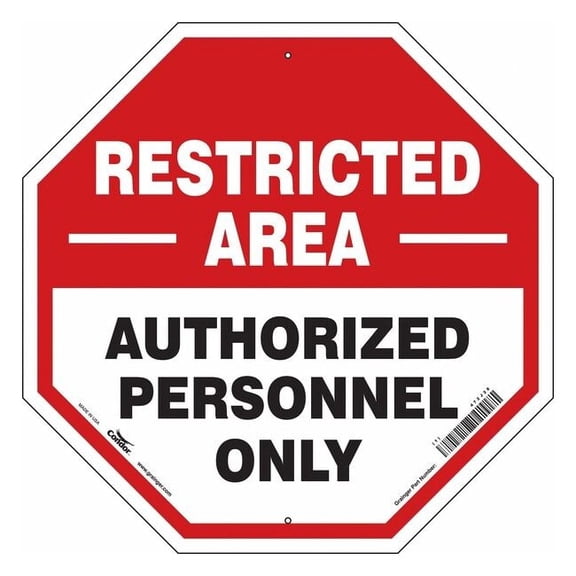 Condor Safety Sign, 24 in H, 24 in W, Aluminum, Octagon, English, 472J28 472J28