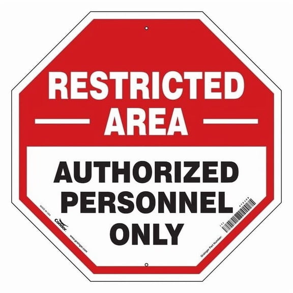 Safety Sign, 24 in H, 24 in W, Aluminum, Octagon, English, 472J28 472J28