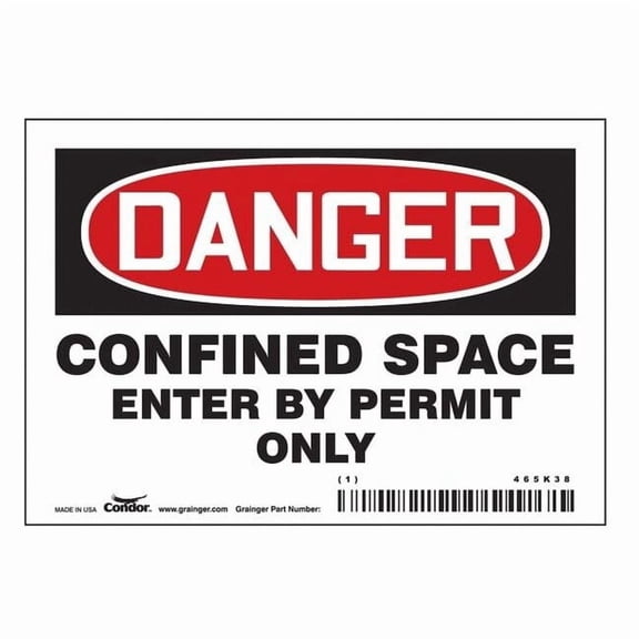 Safety Sign, 3 1/2 in Height, 5 in Width, Vinyl, Horizontal Rectangle, English, 465K38 465K38