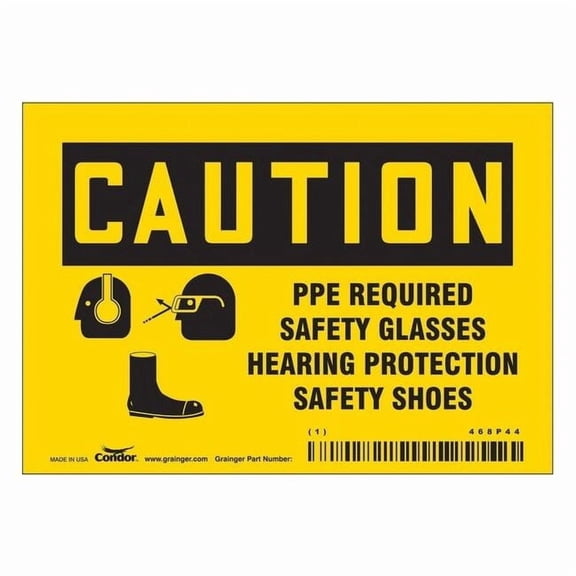 Safety Sign, 3 1/2 in Height, 5 in Width, Vinyl, Horizontal Rectangle, English, 468P44 468P44