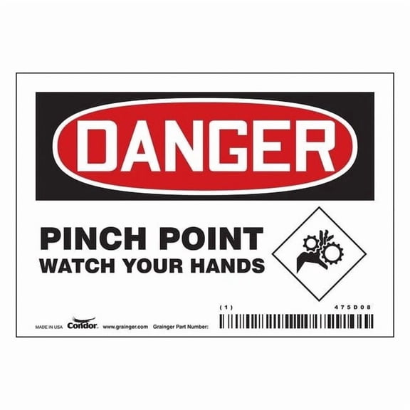 Safety Sign, 3 1/2 in Height, 5 in Width, Vinyl, Horizontal Rectangle, English, 475D08 475D08