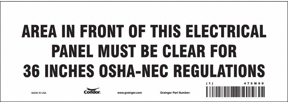 Condor Safety Sign,3.5in x 10in,Vinyl 475M90 475M90 ZO-G5122560 ...