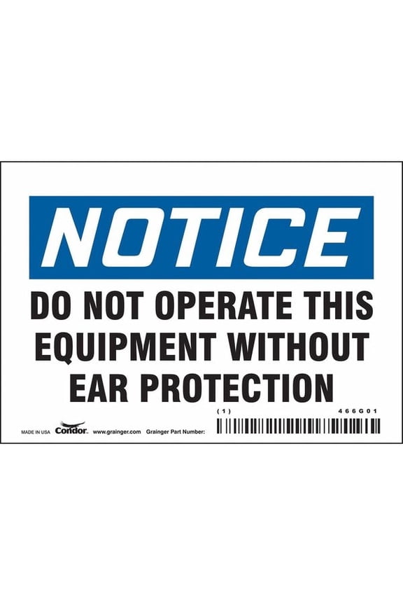 Safety Sign,3.5in x 5in,Vinyl 466G01
