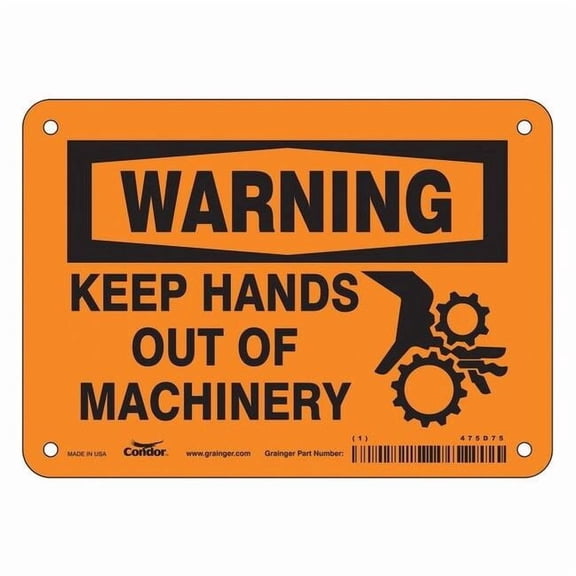 Safety Sign, 5 in Height, 7 in Width, Aluminum, Horizontal Rectangle, English 475D75