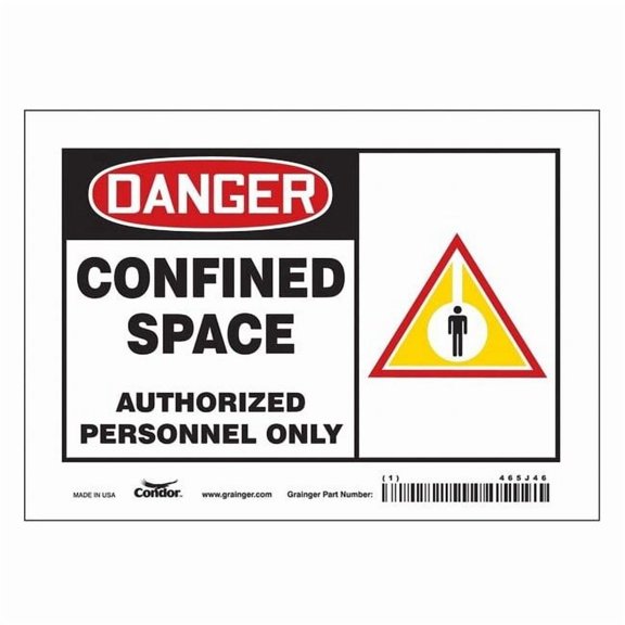 Safety Sign, 5 in Height, 7 in Width, Vinyl, Horizontal Rectangle, English, 465J46 465J46