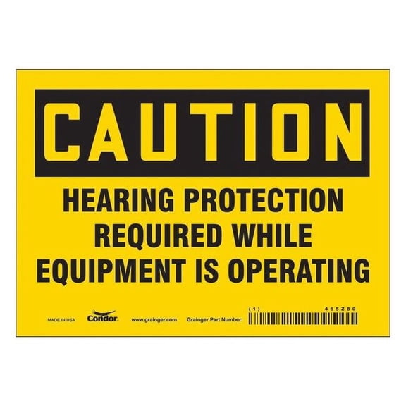 Safety Sign, 5 in Height, 7 in Width, Vinyl, Horizontal Rectangle, English, 465Z80 465Z80