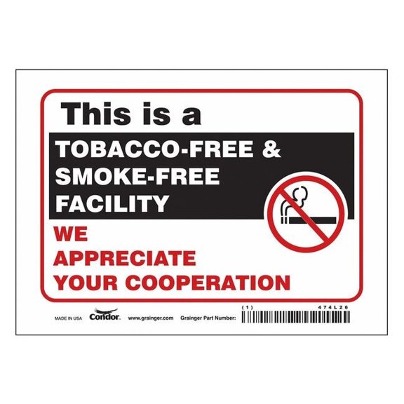 Safety Sign, 5 in H, 7 in W, Vinyl, Horizontal Rectangle, English, 474L26