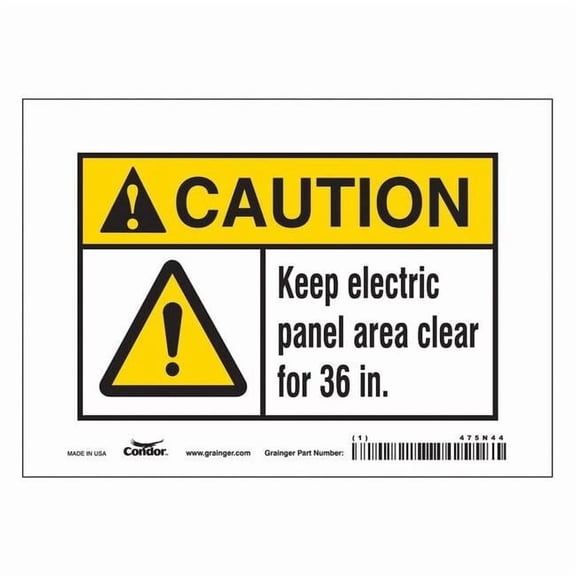 Safety Sign, 5 in Height, 7 in Width, Vinyl, Horizontal Rectangle, English, 475N44 475N44