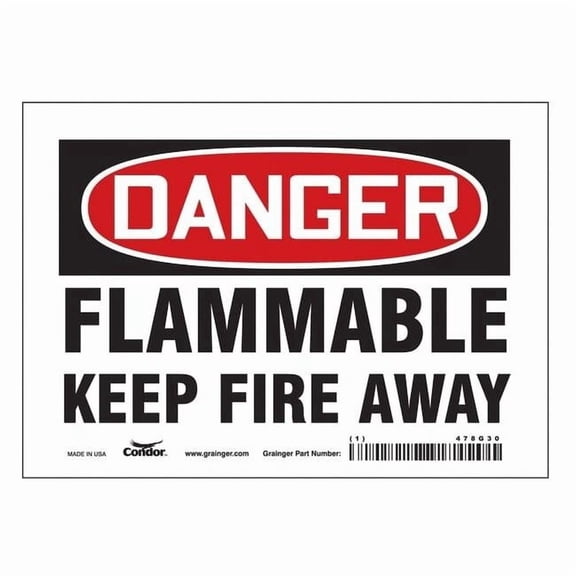 Danger Sign, 5 in H, 7 in W, Vinyl, Horizontal Rectangle, English, 478G30 478G30