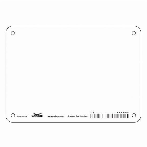 Condor Blank Sign, 7" W, 5" H, No Text, Aluminum, White 486U09