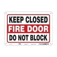 thumbnail image 1 of Safety Sign Emergency Exit, Aluminum, 10 in W, 7 in H, KEEP CLOSED FIRE DOOR DO NOT BLOCK, 1 of 1