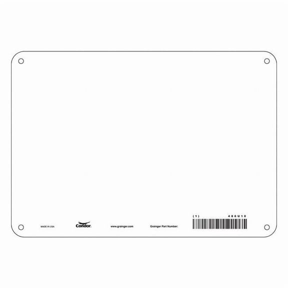 Condor Blank Sign, 10" W, 7" H, No Text, Aluminum, White 486U10