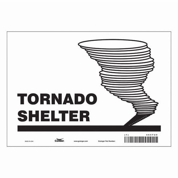 Tornado Shelter, 10 in W x 7 in H, Vertical Rectangle, Vinyl, 465T25 465T25