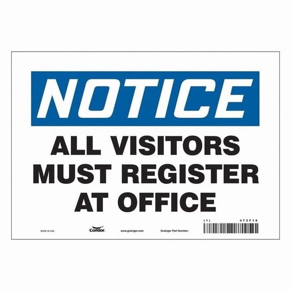 Safety Sign, 7 in Height, 10 in Width, Vinyl, Vertical Rectangle, English, 472F18 472F18