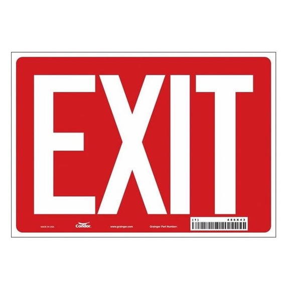 Condor Exit Sign, Vinyl, 10" W, 7" H, Exit, Red 486X43