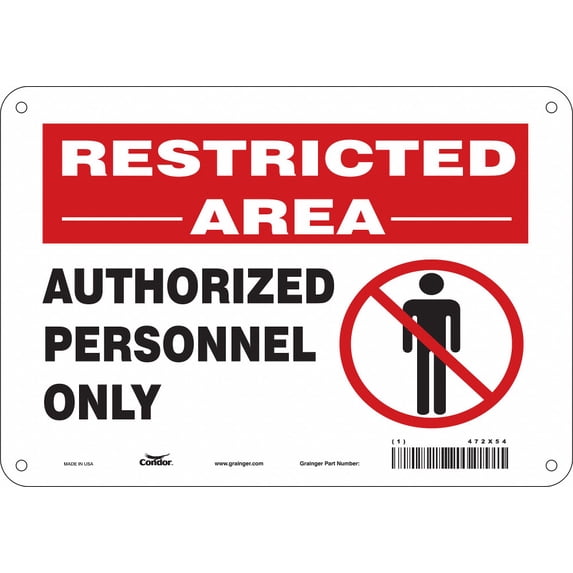 Condor Safety Sign,7 inx10 in,Polyethylene 472X54 472X54 ZO-G5262247