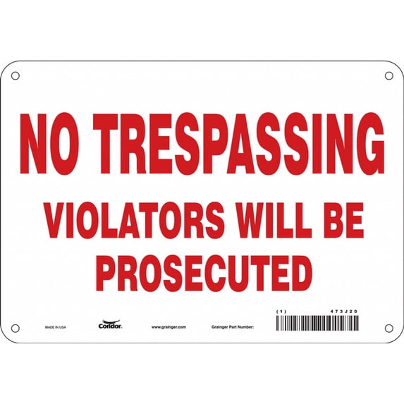 Condor Safety Sign,7 inx10 in,Polyethylene 473J20 473J20 ZO-G5619807