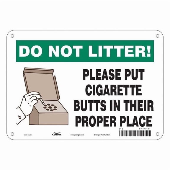 Safety Sign, 7" H, 10" W, Polyethylene, Vertical Rectangle, English, 474C18 474C18