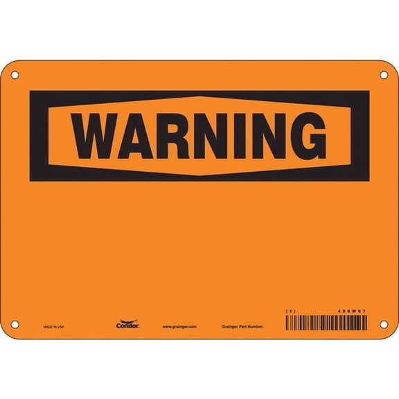 Condor Warning Sign, 10" W, 7" H, English, Plastic, Orange 486W67