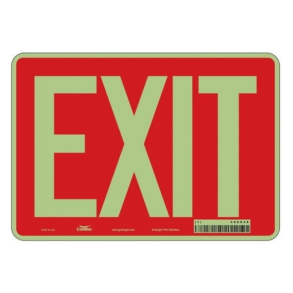 Condor Exit Sign, Plastic, 10" W, 7" H, Exit, Red 486X38