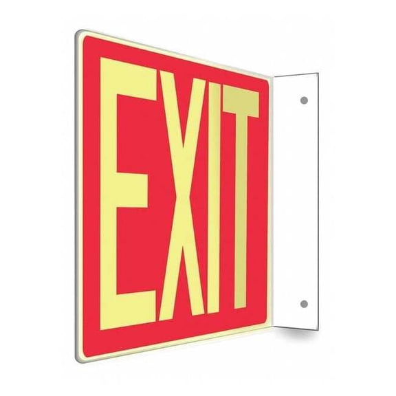 Condor Exit Sign, Plastic, 12" W, 8" H, Exit, Red 480W80