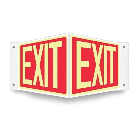 Condor Exit Sign, Plastic, 18" W, 8" H, Exit, Red 480Y62