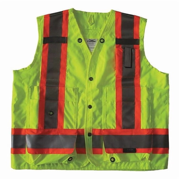 Condor Safety Vest,Yellow/Green,L,Snap 491T23