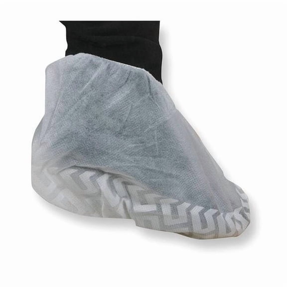 Shoe Covers, Polypropylene, Slip-Resistant Sole, Universale Size, White, 200 PK 2KTU3