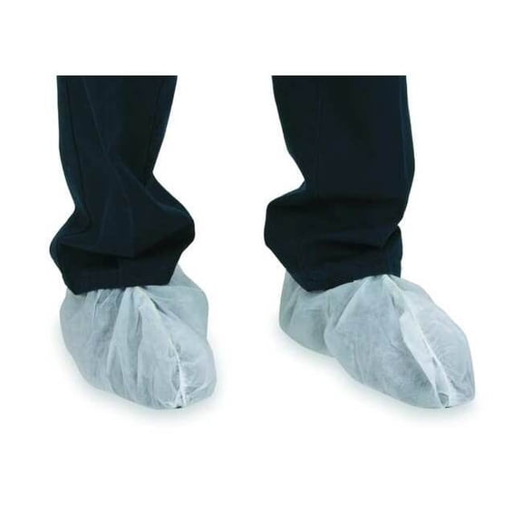 Disposable Shoe Covers, Polypropylene, White, Slip Resistant Sole: Yes ,Universal 2RUZ2