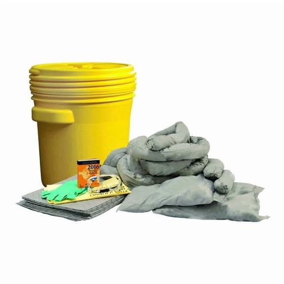 Spill Kit, 14 gal Volume Absorbed per Kit, 20 gal Capacity, Drum, Yellow 35ZR69