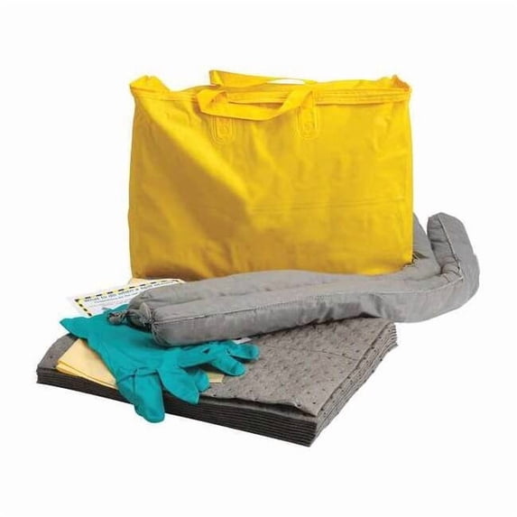 Spill Kit, 5 gal Volume Absorbed per Kit, 5 gal Capacity, Bag, Yellow