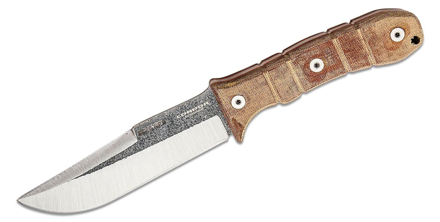 Condor Tool & Knife Tactical P.A.S.S. Chute Knife, Classic finish Flat Grind w/Second Bevel Edge, Micarta� Handle & Hand Crafted Welted Leather Sheath