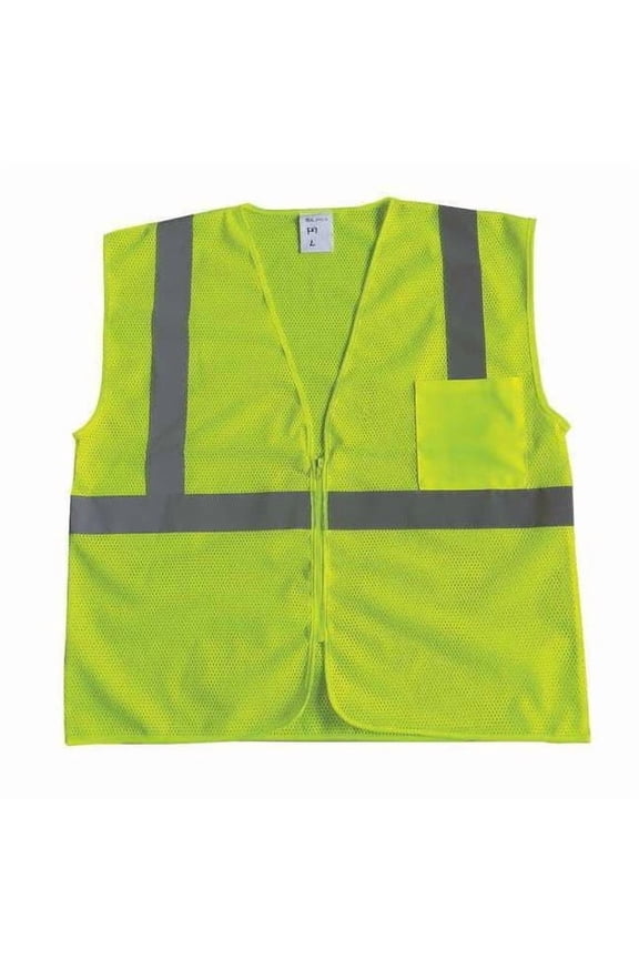 High Visibility Vest, U-Block ANSI Class 2, Zipper, Front Pocket, Mesh Polyester, Lime, XL