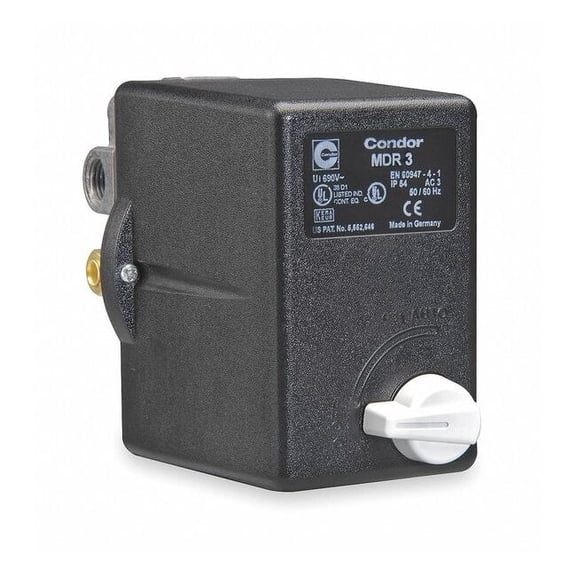 Pressure Switch, Standard, 3PST, 4 Ports, 3/8" NPT, 45 to 160 psi Range