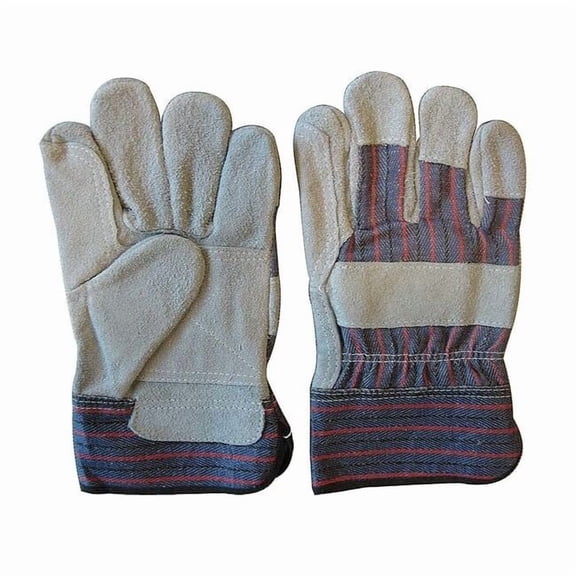Leather Gloves, Cowhide, Safety Cuff, Wing Thumb, Gray/Blue, S, 1 PR 20GY98