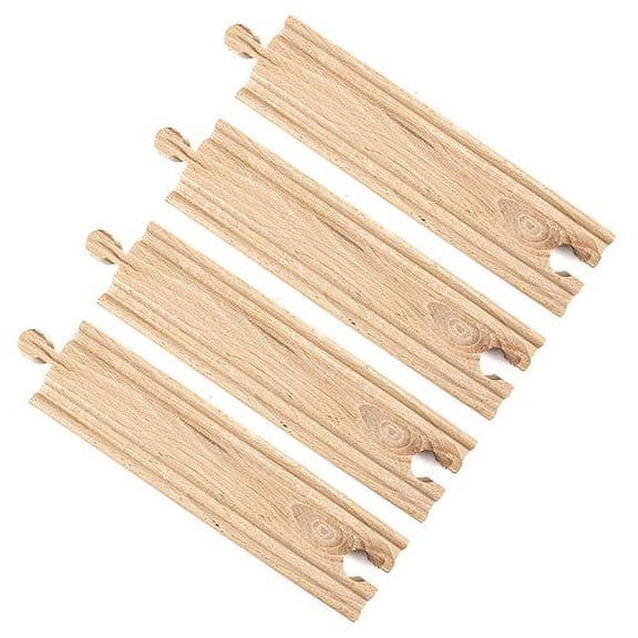 Conductor Carl 6" Straight Track Pack for Wooden Toy Trains (4 Pack)