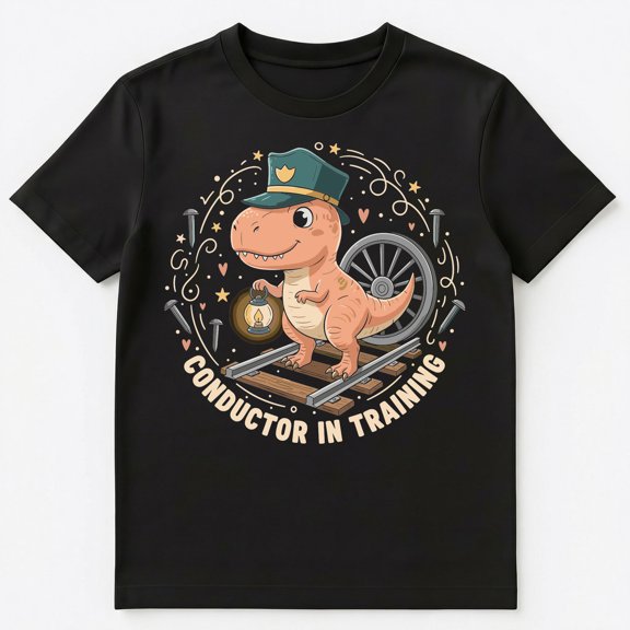 Conductor Model Dinosaur On Train Tracks Unisex T-Shirt
