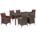 thumbnail image 1 of Conduit 7 Piece Outdoor Patio Wicker Rattan Dining Set Brown Currant, 1 of 5