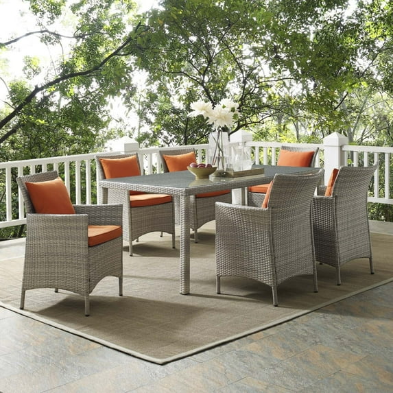 Conduit 7 Piece Outdoor Patio Wicker Rattan Dining Set-EEI-4015