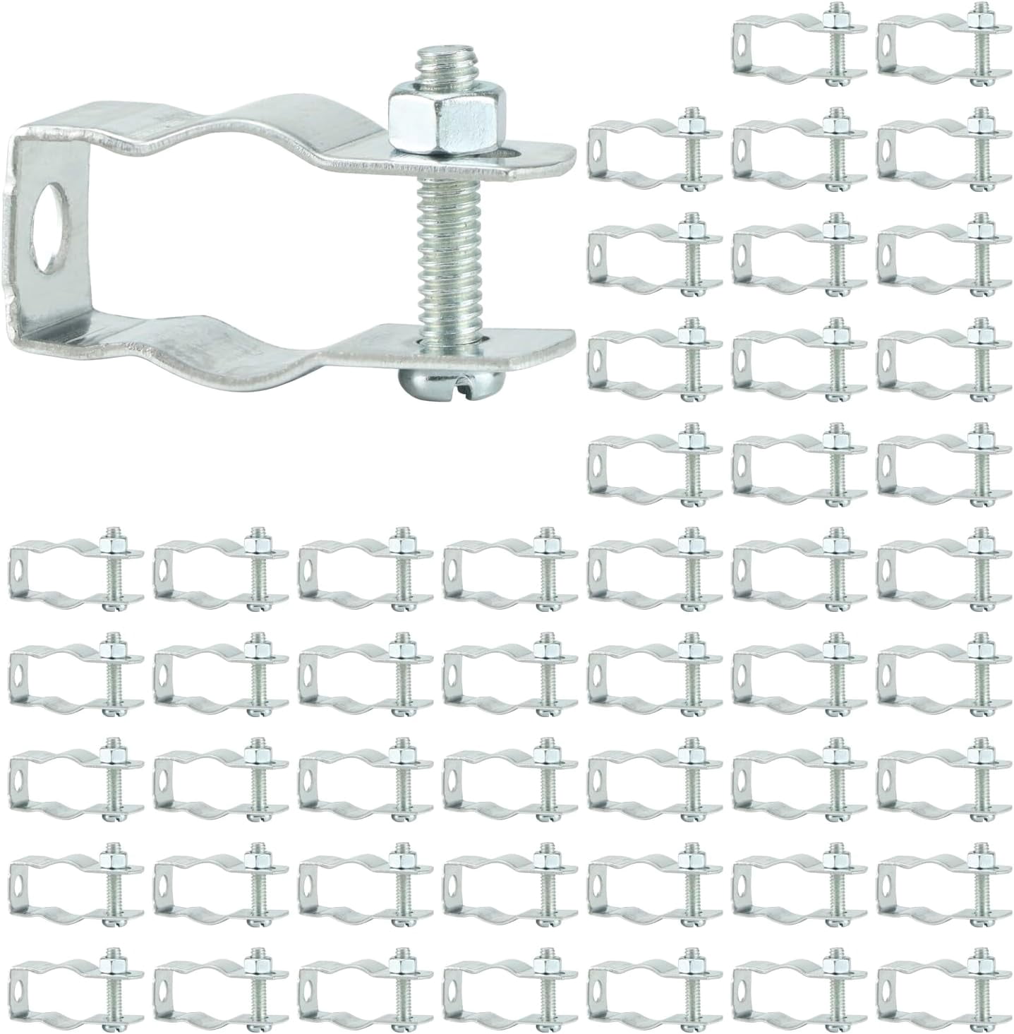 Conduit Hanger with Bolt Features, 1/2 Inch Zinc-Plated Steel, Pack of 50 - Insulated Supports or Threaded Rods for EMT, Rigid Conduits