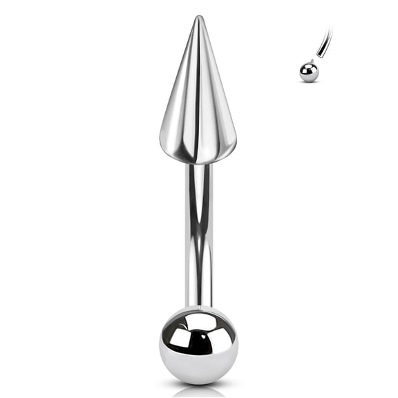 Cone Ball Eyebrow Snug Stud G23 Titanium 16G Internal Threaded Curved Barbell Piercing